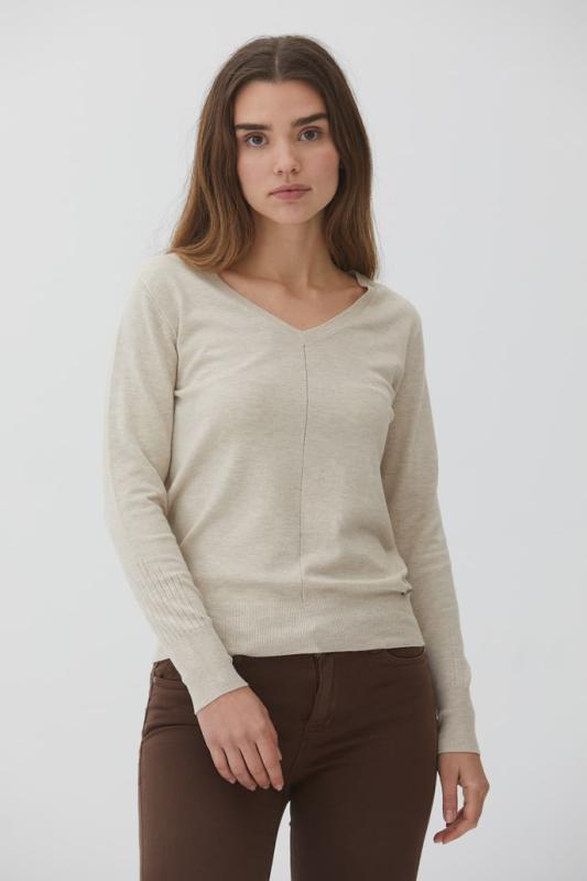 WNT Collection Dámsky béžový sveter s V výstrihom. D103